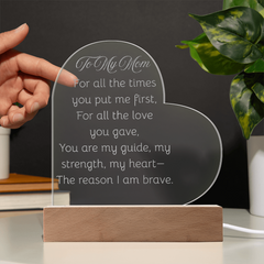 Engraved acrylic heart for Mom