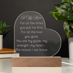 Engraved acrylic heart for Mom
