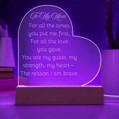 Engraved acrylic heart for Mom