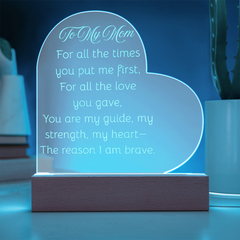 Engraved acrylic heart for Mom