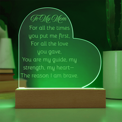 Engraved acrylic heart for Mom