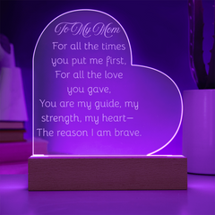 Engraved acrylic heart for Mom