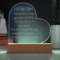 Engraved acrylic heart for Mom