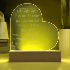 Engraved acrylic heart for Mom